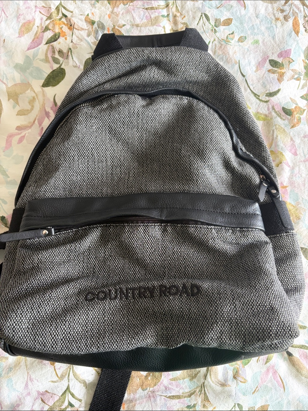 Country Road Gray Canvas & Black Trim Backpack
